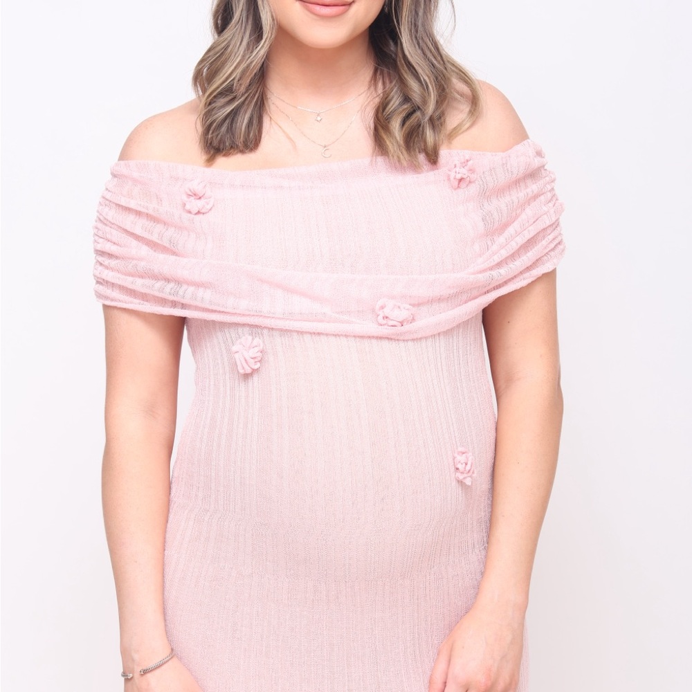 Meshki Brynn Orchid Knit Maxi Pastel Pink Dress